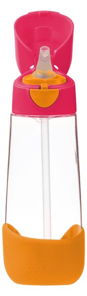 Láhev na pití s brčkem, 600ml, b.box, růžovo/oranžová