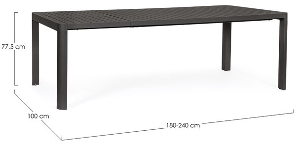 Bizzotto Hliníkový rozkládací zahradní stůl Kiplin 180/240 x 100 cm