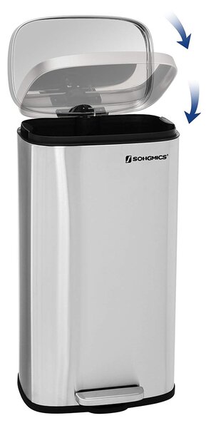 SONGMICS Odpadkový koš s víkem DORO 30 L stříbrný