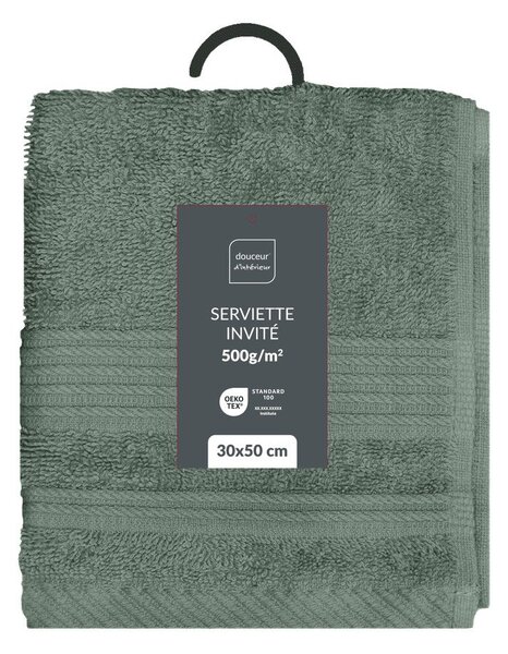 Šalvějově zelený froté bavlněný ručník 30x50 cm Tendresse – douceur d'intérieur