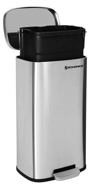 SONGMICS Odpadkový koš s víkem DORO 30 L stříbrný