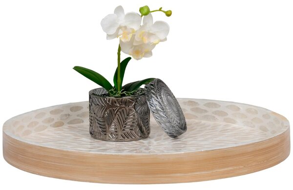 Nordic Living Béžový bambusový podnos Mandu 40 cm