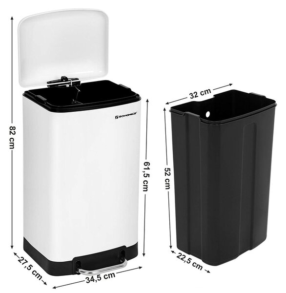 SONGMICS Odpadkový koš s víkem IRIS 30 L bílý