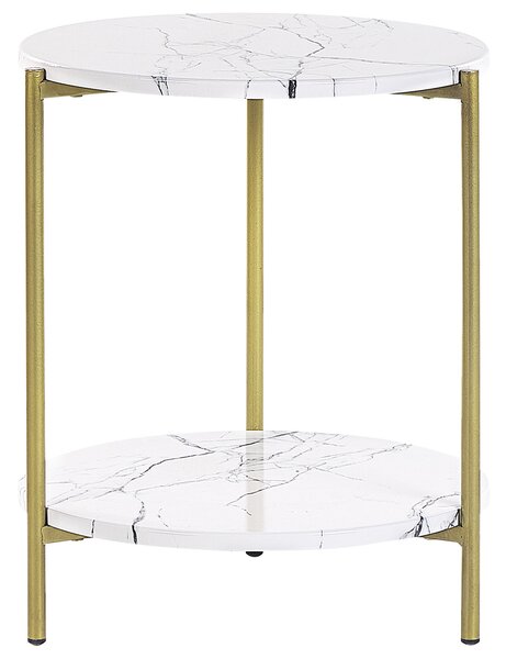 Odkládací stolek mramorový efekt bílá/ zlatá REVA