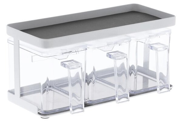 Set tří plastových dóz Yamazaki Tower 650 ml se stojanem