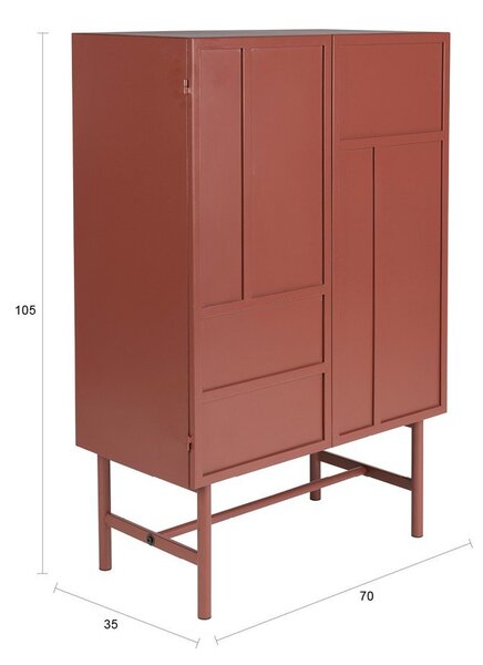 Červená kovová skříňka 70x105x35 cm Davis – White Label