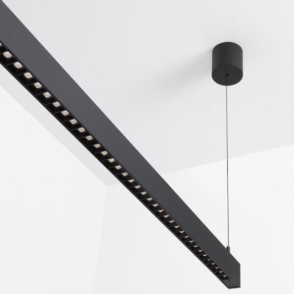 Černé kovové závěsné LED světlo Nova Luce Linear 125 cm