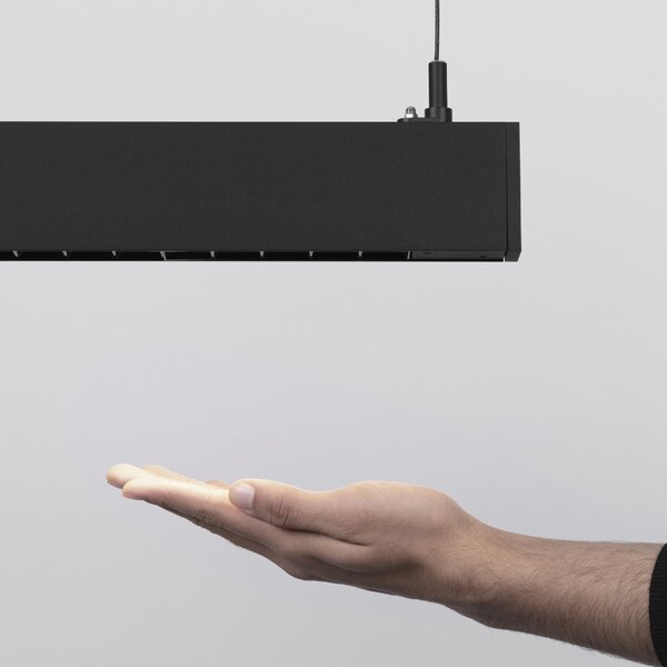 Černé kovové závěsné LED světlo Nova Luce Linear 125 cm
