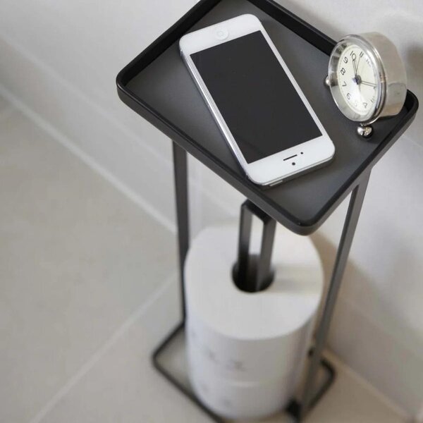 Černý kovový stojan na toaletní papír Yamazaki Tower 52 cm