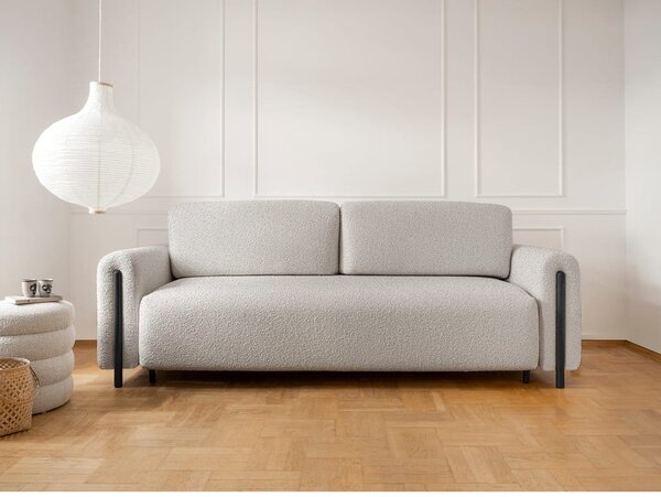Šedobéžová rozkládací/s úložným prostorem pohovka z textilie bouclé 244 cm Arcadova – ELTAP