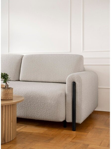 Šedobéžová rozkládací/s úložným prostorem pohovka z textilie bouclé 244 cm Arcadova – ELTAP