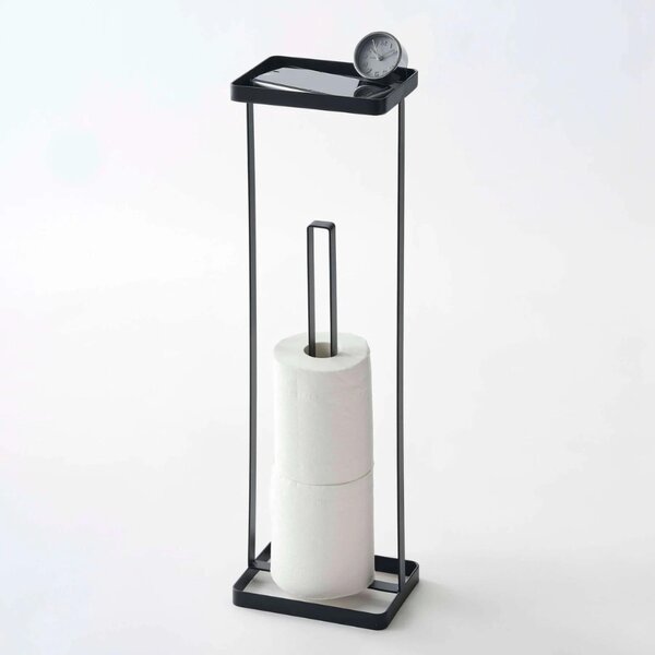 Černý kovový stojan na toaletní papír Yamazaki Tower 52 cm
