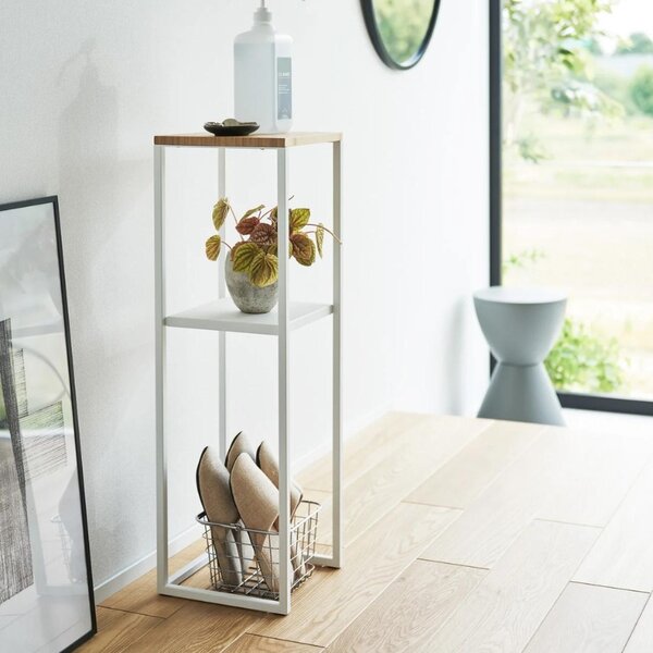Bílý kovový stojan na květiny Yamazaki Tower 80 cm