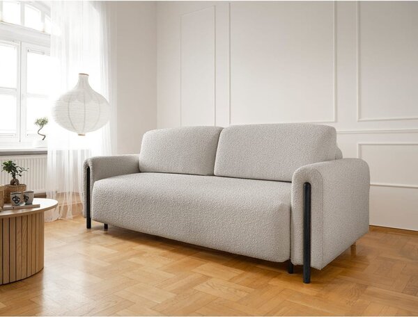 Šedobéžová rozkládací/s úložným prostorem pohovka z textilie bouclé 244 cm Arcadova – ELTAP