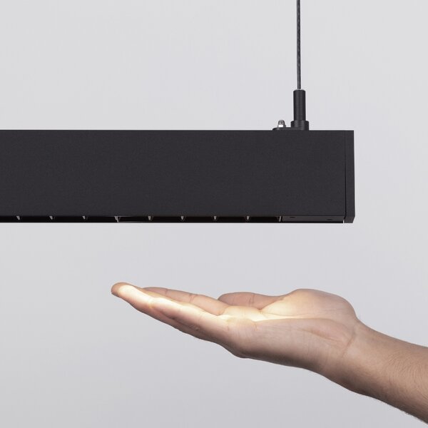 Černé kovové závěsné LED světlo Nova Luce Linear 125 cm