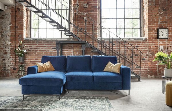 -25 % Dny MOMENTI– Miuform Sametová rozkládací pohovka Lofty Lilly 236 cm, levá