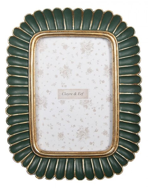 Zeleno-zlatý fotorámeček v art deco stylu Semaxime – 17x2x21 cm na fotografii 10x15 cm
