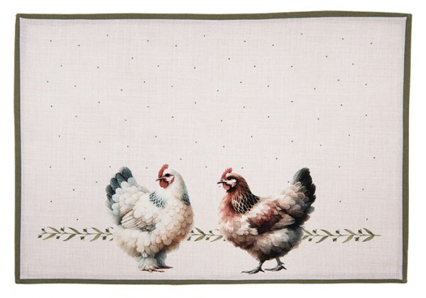Sada 6 bavlněných prostírek s kohoutkem a slepičkou Farm Love – 48x35 cm