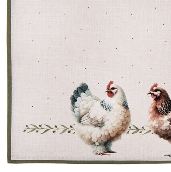 Sada 6 bavlněných prostírek s kohoutkem a slepičkou Farm Love – 48x35 cm