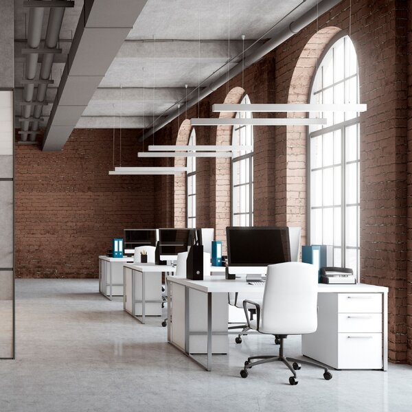 Bílé kovové závěsné LED světlo Nova Luce Linear 120 cm