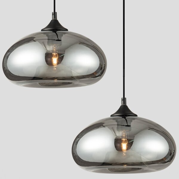 Šedé skleněné závěsné světlo Nova Luce Savaz 28 cm