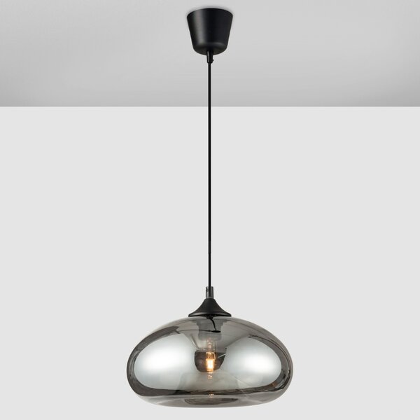 Šedé skleněné závěsné světlo Nova Luce Savaz 28 cm