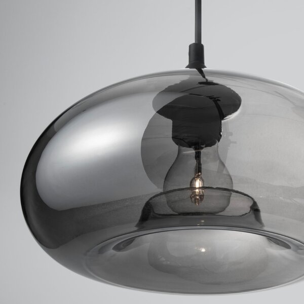 Šedé skleněné závěsné světlo Nova Luce Savaz 28 cm