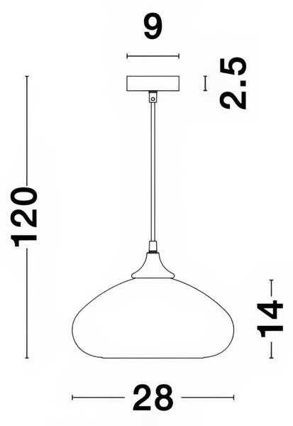 Šedé skleněné závěsné světlo Nova Luce Savaz 28 cm