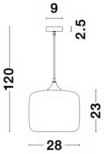 Šedé skleněné závěsné světlo Nova Luce Savaz II. 28 cm