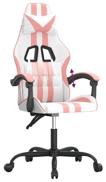 Herní židle bílá a růžová umělá kůže 3143827