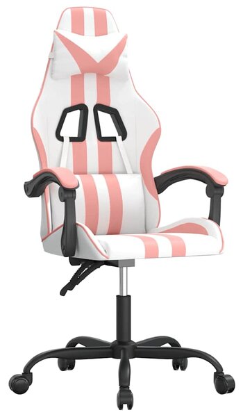 Herní židle bílá a růžová umělá kůže 3143827