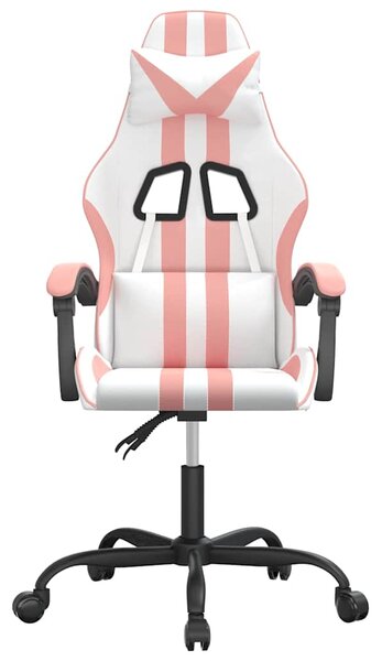 Herní židle bílá a růžová umělá kůže 3143827
