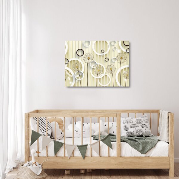Abstraktní skleněný obraz s pampeliškami (70x50 cm)