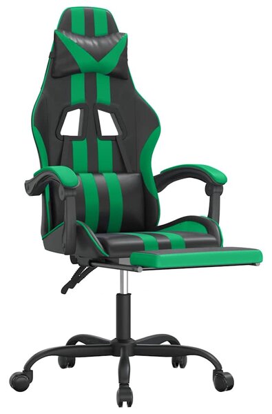 Herní židle s podnožkou černá a zelená umělá kůže 3143833