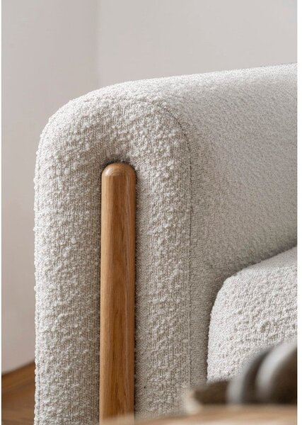 Šedobéžová rozkládací/s úložným prostorem pohovka z textilie bouclé 244 cm Arcadova – ELTAP