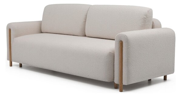 Šedobéžová rozkládací/s úložným prostorem pohovka z textilie bouclé 244 cm Arcadova – ELTAP