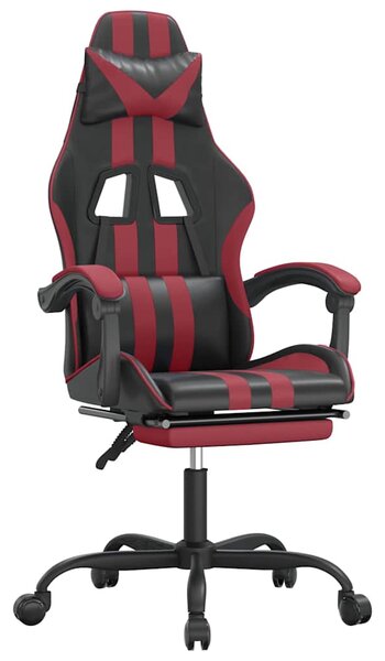 Herní židle s podnožkou černá a vínová umělá kůže 3143837
