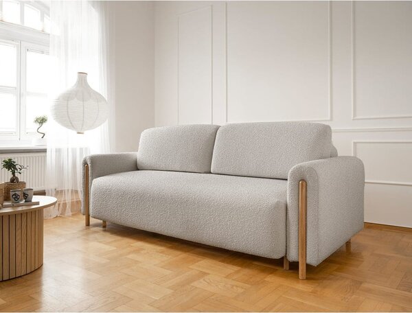 Šedobéžová rozkládací/s úložným prostorem pohovka z textilie bouclé 244 cm Arcadova – ELTAP