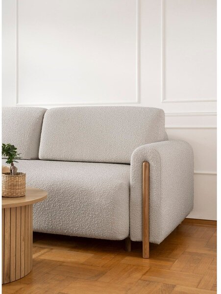 Šedobéžová rozkládací/s úložným prostorem pohovka z textilie bouclé 244 cm Arcadova – ELTAP