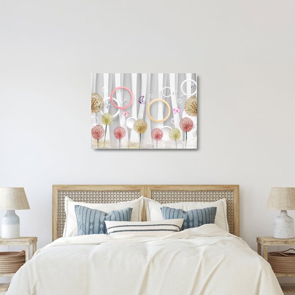 Abstraktní obraz s pampeliškami (70x50 cm)
