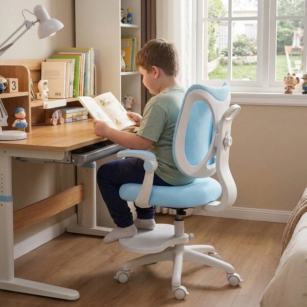Dětská rostoucí židle Neoseat JUNI 022 — látka, pratelný potah, modrá