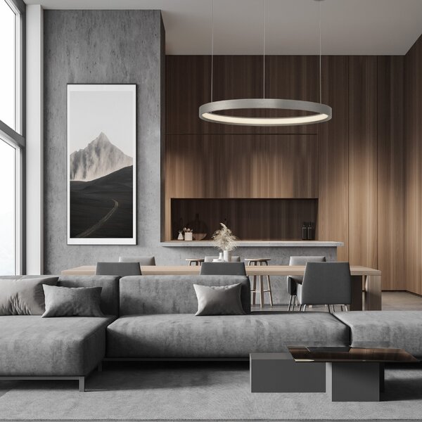 Stříbrné kovové závěsné LED světlo Nova Luce Perrine 60 cm