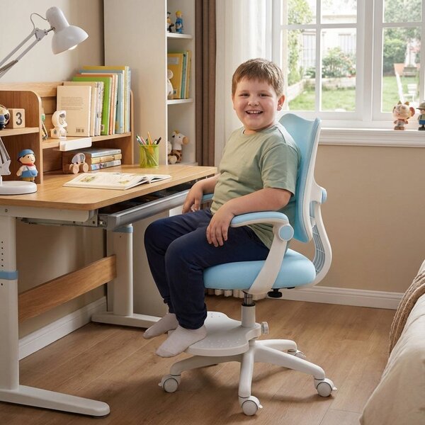 Dětská rostoucí židle Neoseat JUNI 022 — látka, pratelný potah, modrá