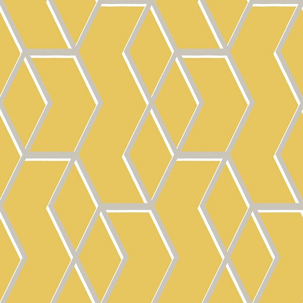 Žlutá vliesová tapeta s metalickým geometrickým vzorem 104731, Formation, Graham & Brown