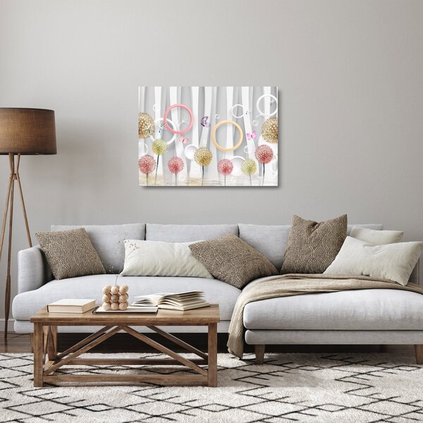 Abstraktní obraz s pampeliškami (70x50 cm)