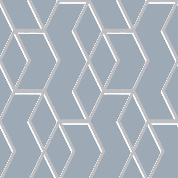 Modrá vliesová tapeta se stříbrným geometrickým vzorem 104733, Formation, Graham & Brown