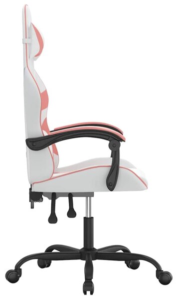 Herní židle bílá a růžová umělá kůže 3143851