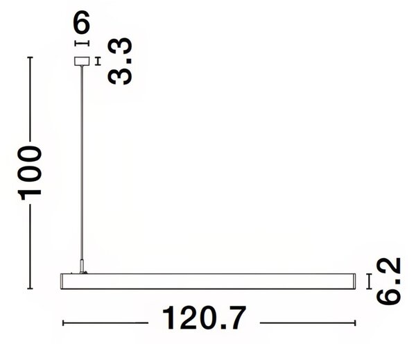 Černé kovové závěsné LED světlo Nova Luce Linear 120,7 cm