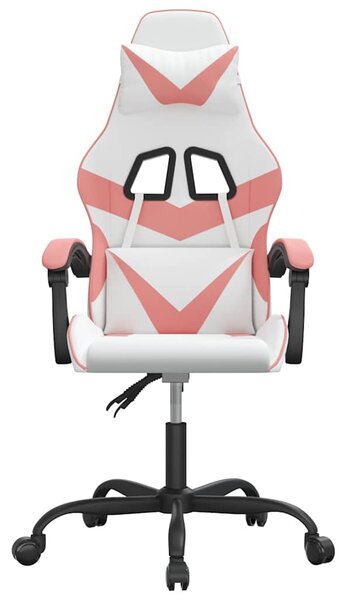 Herní židle bílá a růžová umělá kůže 3143851