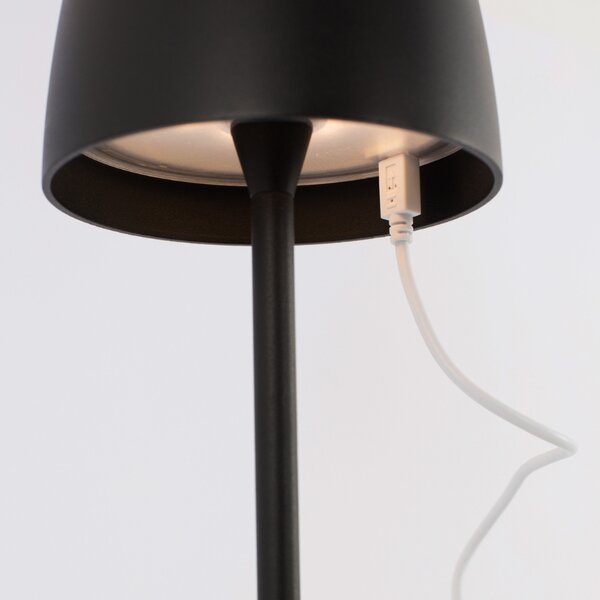 Černá kovová nabíjecí stolní LED lampa Nova Luce Colt S